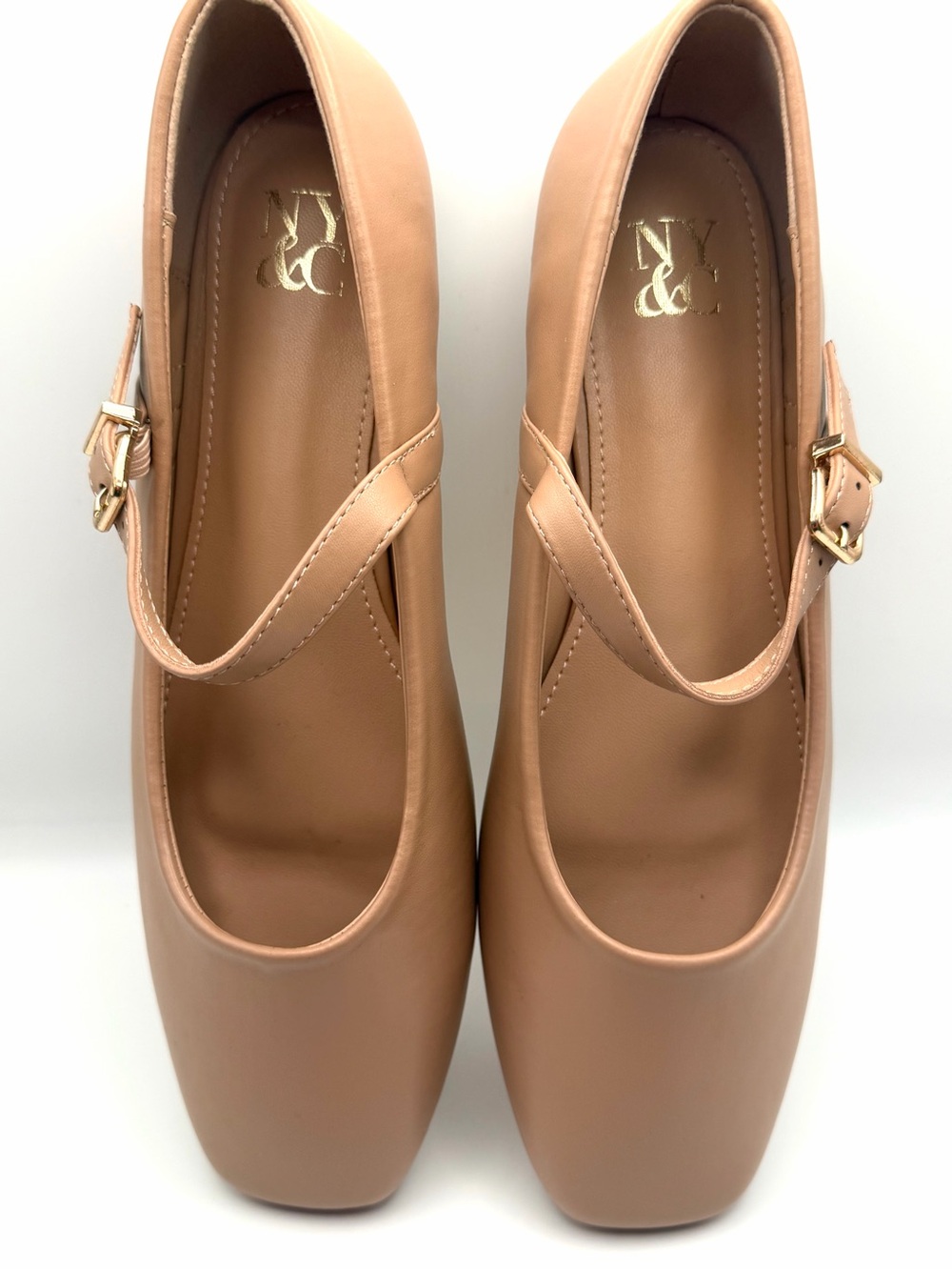 NWT NY&C Nude Square Toe Mary Jane Ballet Flats Shoes 8.5⁠ - Picture 6 of 8